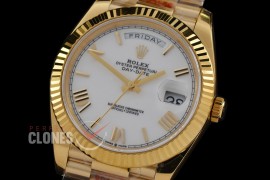 0.0 0 0 0 R40DDF00521 QF Extra Weighted Daydate 40mm 228238 904 Steel SS/SS Fluted Bez White Roman VR 3255