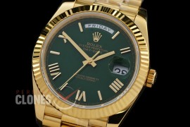 0.0 0 0 0 R40DDF00526 QF Extra Weighted Daydate 40mm 228238 904 Steel SS/SS Fluted Bez Olive Green Roman VR 3255