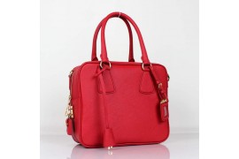 PR0757-4 BL0757 Saffiano Leather Boston Bag Red