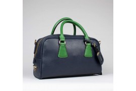PR0758-2 BL0758 Saffiano Leather Boston Bag Blue/Green