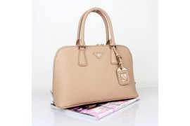 PR0837-02 BN0837 Saffiano Solid Color Leather Tote Apricot