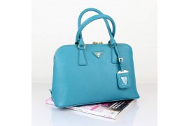 PR0837-03 BN0837 Saffiano Solid Color Leather Tote Light Blue