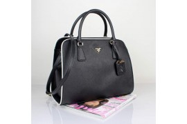 PR2609-01 BN2609 Saffiano Solid Color Leather Tote Black