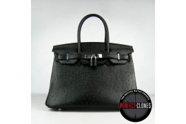 HE-30-1051 Birkin 30cm Black - Ostrich