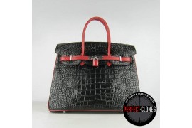 HE-35-1041A Birkin 35cm Black/Red - Gator