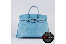 HE-35-1077 Birkin 35cm Mid Blue - Ostrich