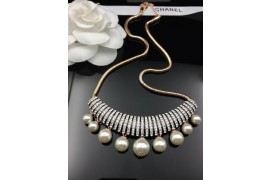 CHA-JW-1001 Rose Gold Neckless Diamond Pearl Set