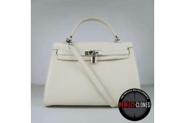 HE-K32-1002 Kelly 32cm Off White - Togo Standard