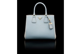 PR2438-2 B2438 Saffiano Leather Tote Light Blue/White