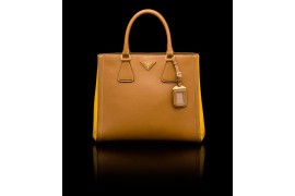 PR2438-4 B2438 Saffiano Leather Tote Brown/Yellow