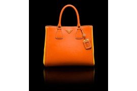 PR2438-7 B2438 Saffiano Leather Tote Papaya/Yellow