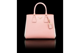PR2438-8 B2438 Saffiano Leather Tote Pink/White