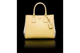 PR2438-9 B2438 Saffiano Leather Tote Yellow/White