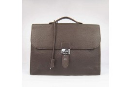 HE-DP-02 Depeches Breifcase H2813 Dark Brown - Togo Standard