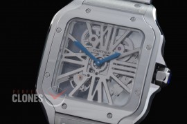 0 0 0 0 0 0 CAR-SAN-001S RF Santos de Cartier Skeleton 39mm Men SS/SS Skeleton Customized 9611MC