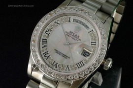 RLDDS10002 SS, MOP White Diamond Dial Roman Markers Dia Bez