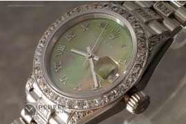 RDJLS10004 SS MOP Green Dial Full Diamond Roman Marker Eta 2671