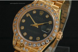 RDJLF10022 FG President Black Dial Diamond Markers Eta 2671-2