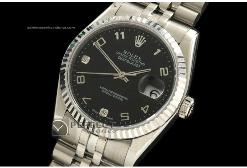 RDJMS1004SS Black Dial Diam/Num Markers Eta 2836