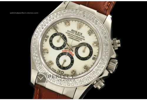 RLDS10041 LE MOP Wht Dial Diam Markers/Bez Running Secs@ 6.00