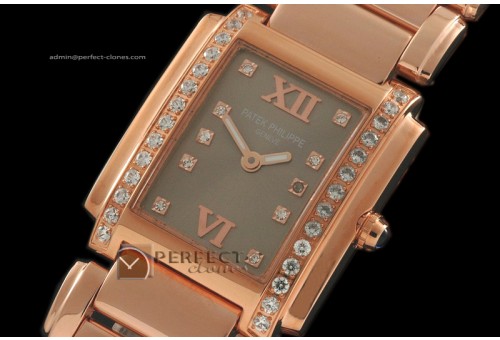 PP01021 Ladies 24 Hours Single Diamonds RG Grey Swiss Quartz
