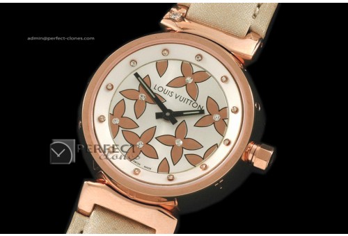 LV10007 Tambour Ladies Lovely Diamonds RG Silver Dial