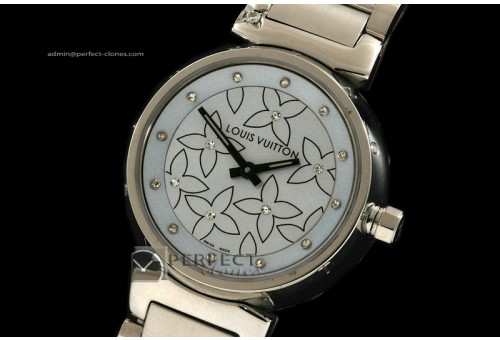 LV10011 Tambour Ladies Lovely Diamonds SS Lilac Dial