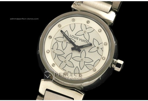 LV10012 Tambour Ladies Lovely Diamonds SS Silver Dial