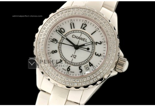 CHA10017 J12 White Ceramic Diamonds Men Japanese Quartz