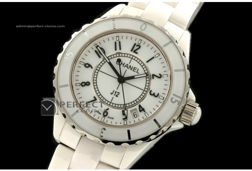 CHA10015 J12 White Ceramic Men Japanese Quartz