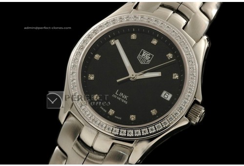 TG1004Link Mid Size Diam Bezl SS Pearl Black Swiss Eta 2824-2