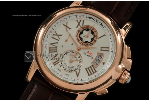 MB10018 Star Chrono GMT RG White Quartz Working Chronos