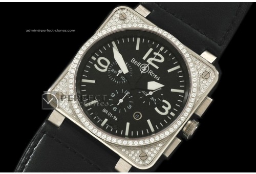BO10016 BR Instrument 01-94 Chrono SS Black/Diams 46mm Swiss Qtz