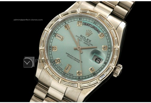 RLDDS1007SS Ice Blue Long Baguet Bezel Diamond Markers Eta 283