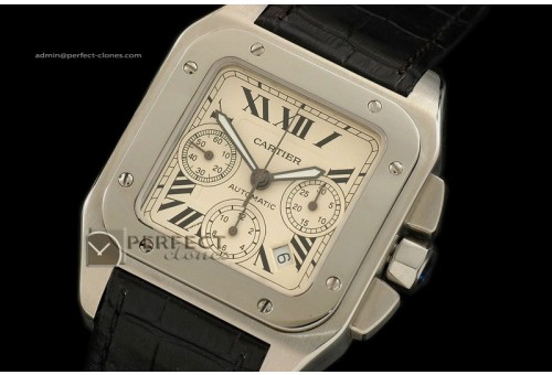 CARS1001Santos 10Chrono SS Men Swiss 7753 Working Chronos