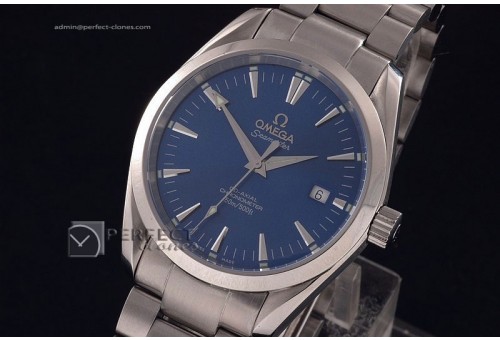 OMSE10017 Aqua Terra Co-Axial Man SS Blue Silver Markers 2892