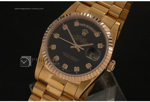RLDDF10006 Full Gold Black Dial Diamond Markers Eta 2836-2