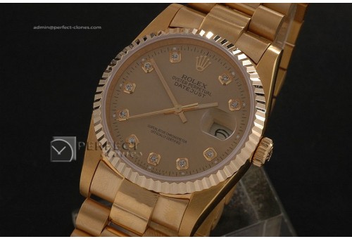 RDJMF10001 FG Gold Dial Diamond Markers Swiss Eta 2836-2