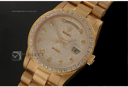 RLDDF10024 Full Gold Jub White Dial Diamond Bez/Markers Eta 2836