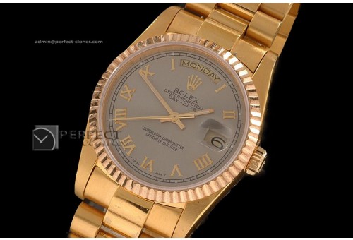 RLDDF1001Full Gold Grey Dial Roman Markers Eta 2836-2
