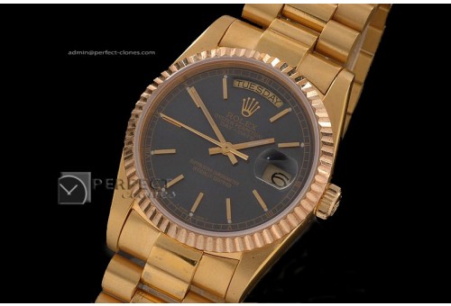 RLDDF10008 Full Gold Black Dial Stick Markers Eta 2836-2