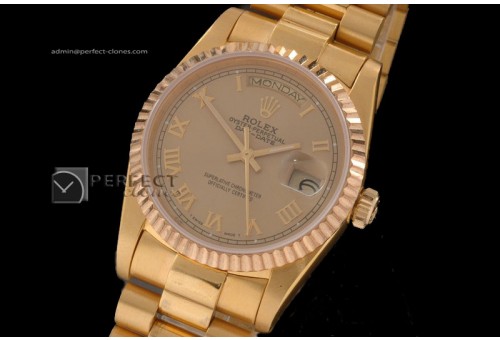 RLDDF10003 Full Gold Gold Dial Roman Markers Eta 2836-2