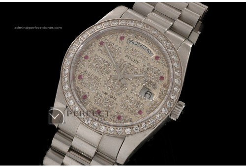 RLDDS10022 SS Full Diamonds Dial/Bezel Ruby Markers Eta 2836-2