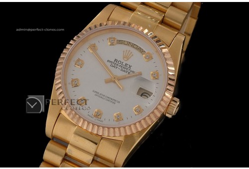 RLDDF10014 Full Gold White Dial Diamond Markers Swiss Eta 2836-2