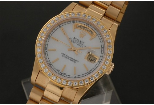 RLDDF10036 Full Gold White Dial Stick Markers Diam Bez Eta 2836