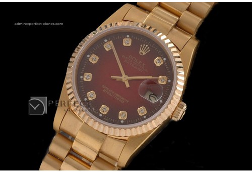 RDJMF10018 FG Marron Dial Diamond Markers Swiss Eta 2836