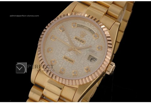 RLDDF10017 Full Gold White Jub Dial Diamond Markers Eta 2836-2