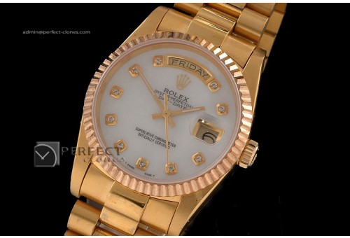 RLDDF10015 Full Gold White Dial Diamond Markers Swiss Eta 2836-2