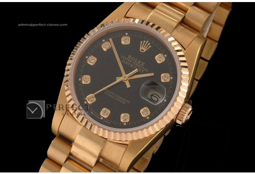 RDJMF1001FG Black Dial Diamond Markers Swiss Eta 2836-2