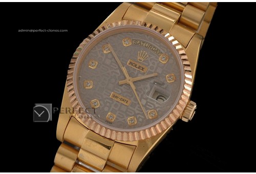 RLDDF10018 Full Gold Grey Jub Dial Diamond Markers Eta 2836-2